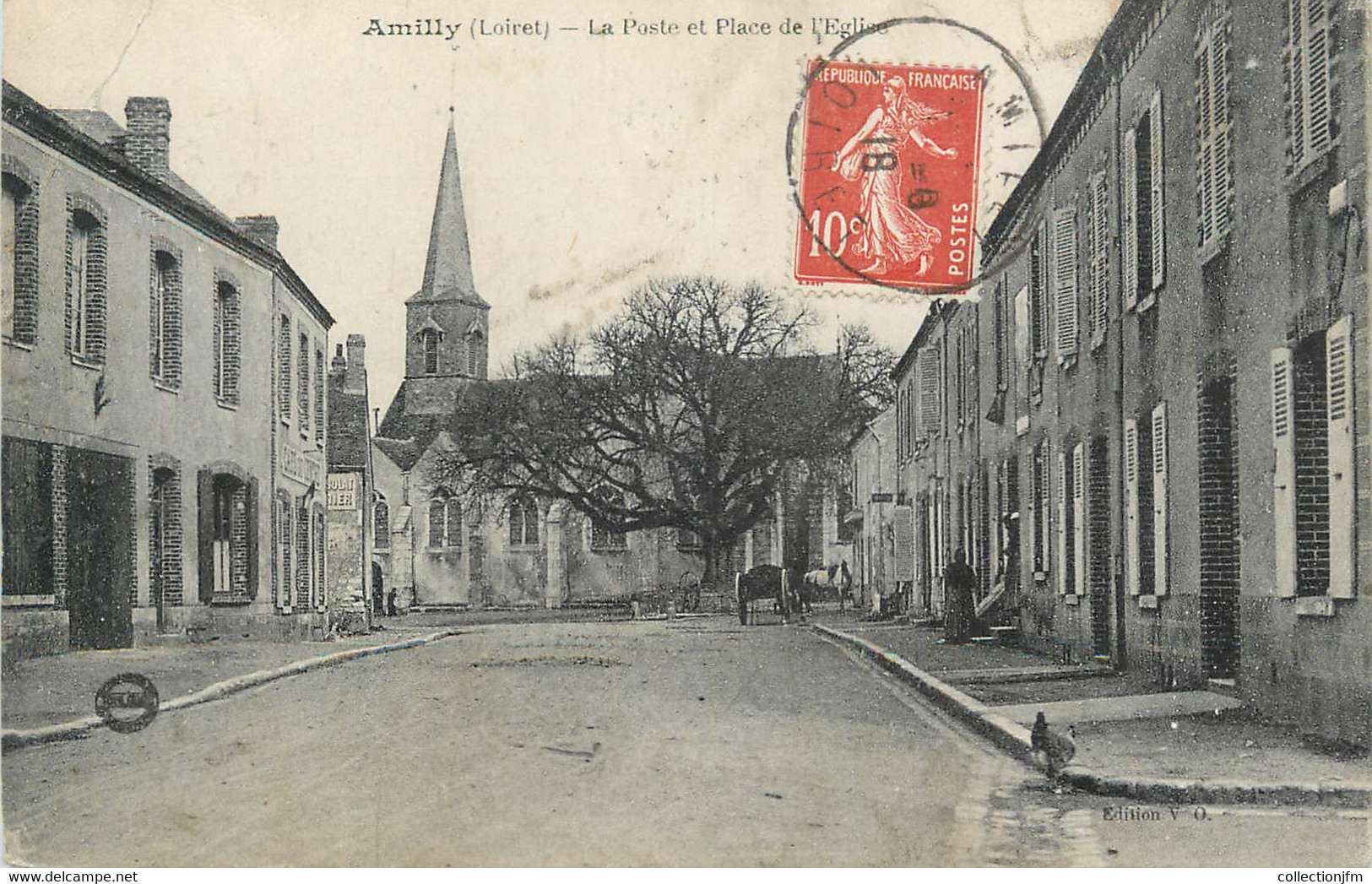 .CPA   FRANCE 45 " Amilly, La Poste  Et La Place De L'église" - Amilly