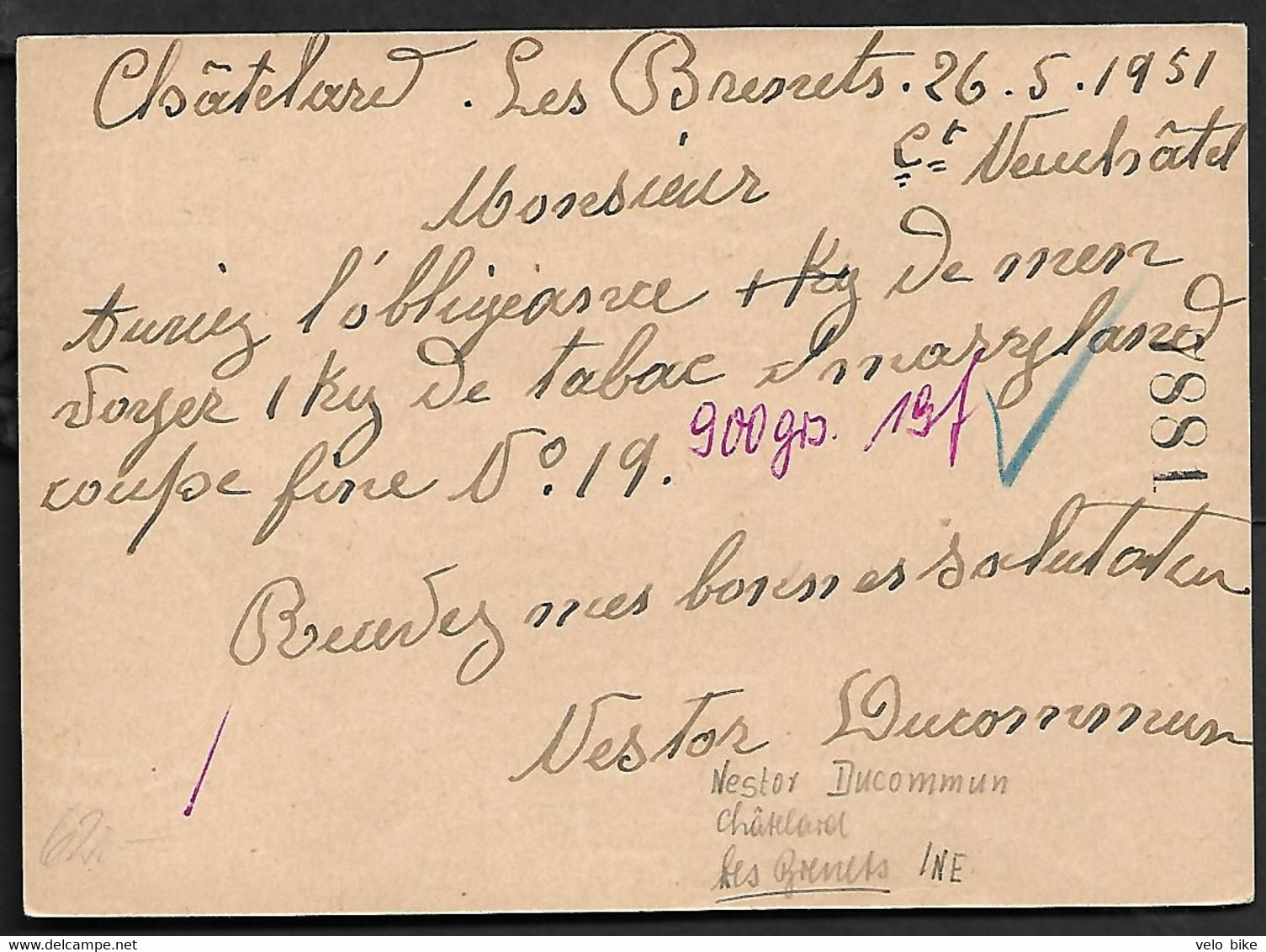 Swiss Helvetia Postal Stationery Entier Les Brennets 26/5-51 Rue Leopold-Robert Street Sceene Car Bicycle Arcitecture - Andere & Zonder Classificatie