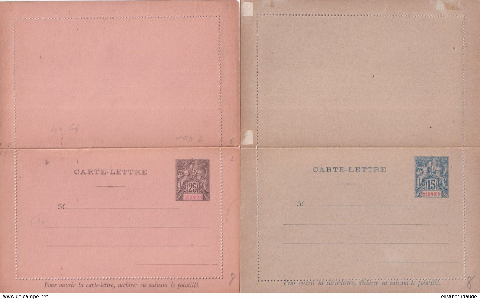 REUNION - 2 CARTE-LETTRES TYPE ALLEGORIE NEUVES - Storia Postale