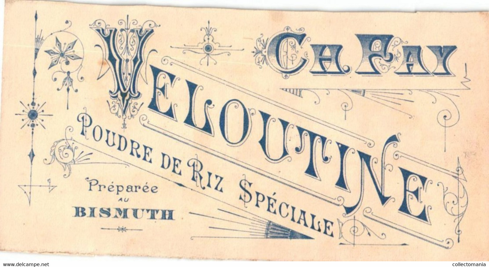 1 Card Veloutine Ch. Fay Rue De La Paix PARIS Lith. Sicard - Andere & Zonder Classificatie