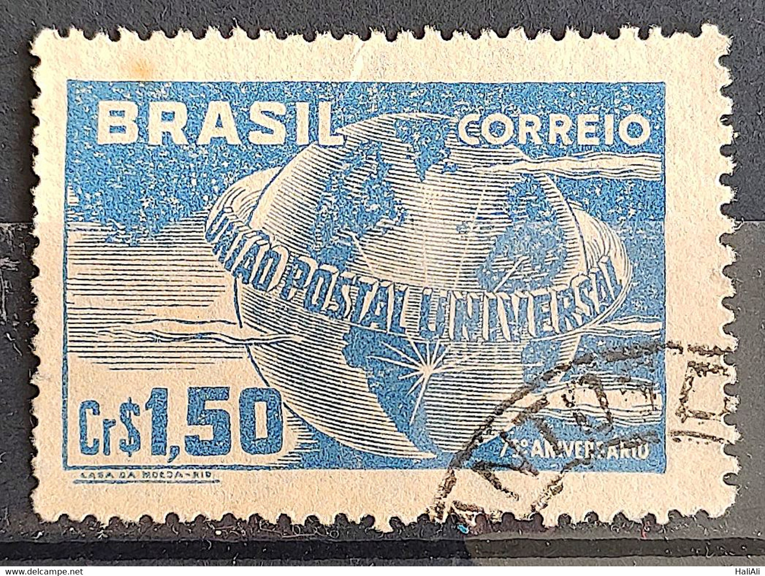 C 248 Brazil Stamp Universal Postal Union UPU Map Postal Service1949 Circulated 13 - Autres & Non Classés