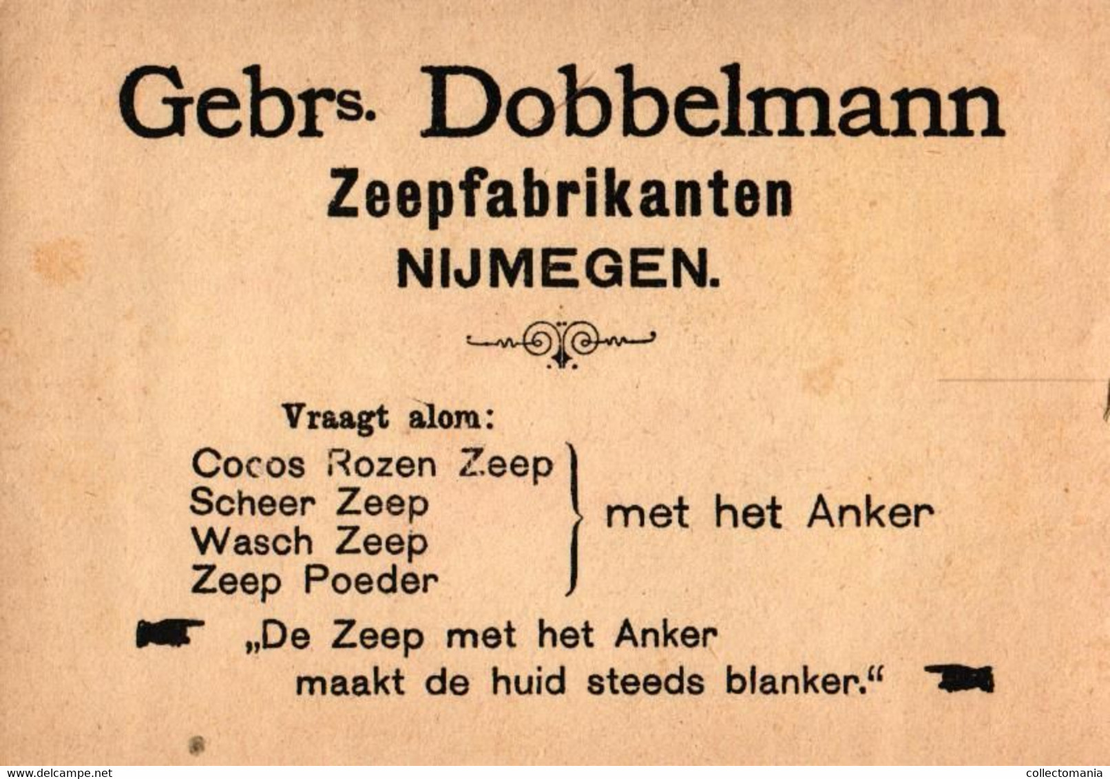 9 Card Gebroeders Dobbelmann Zeepfabrikanten Nijmegem Nederland, zeer mooie staat, reklame kaartjes, litho anno 1890