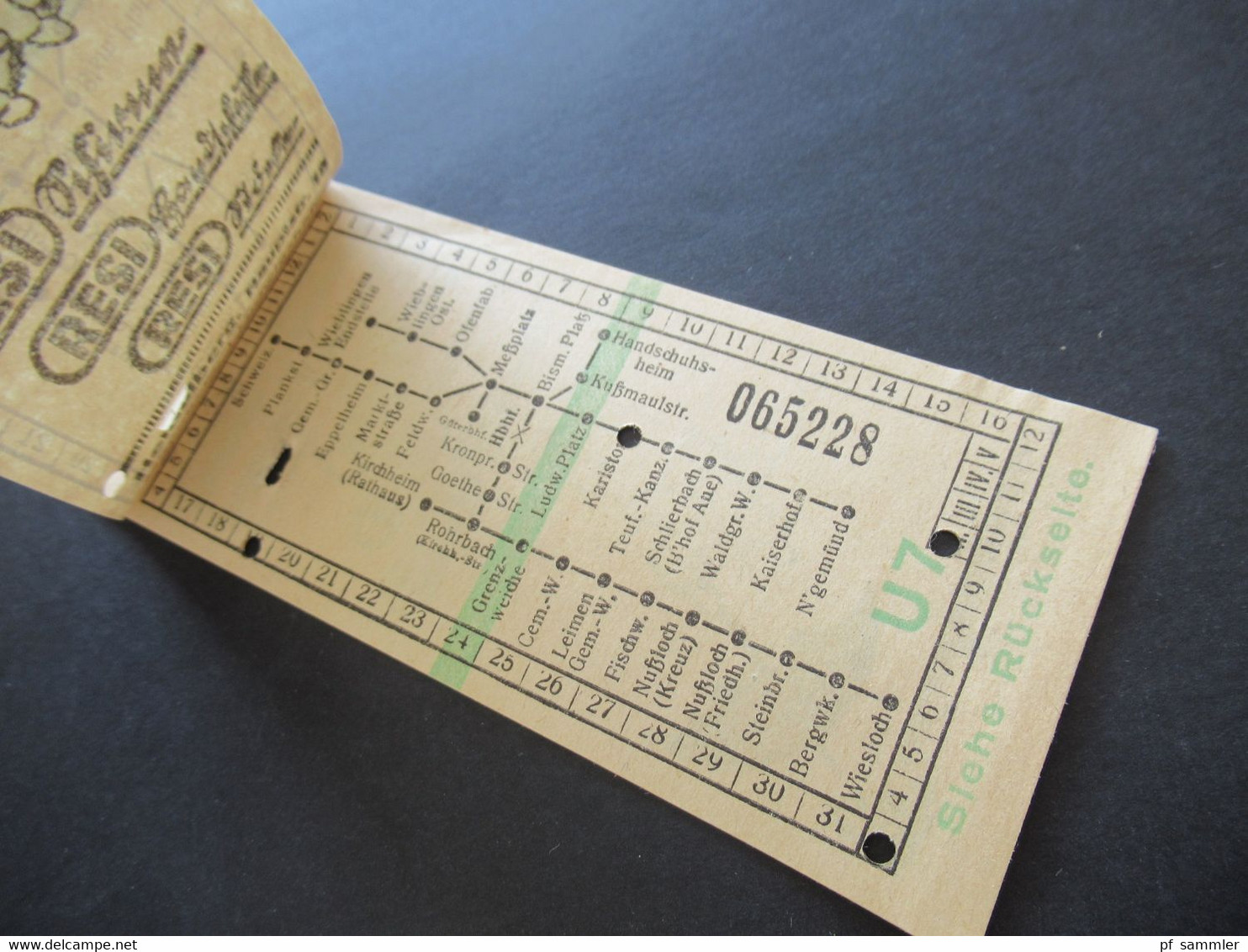 Ticket etliche Fahrscheine 1930 - 50er Jahre Heidelberger Straßen und Bergbahn AG Konvolut