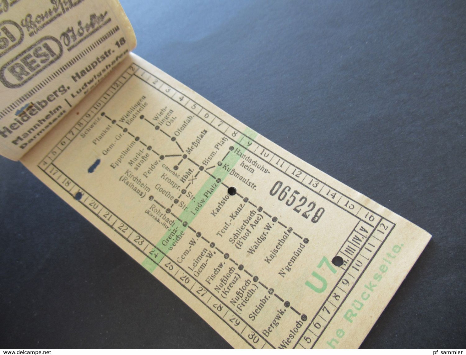 Ticket etliche Fahrscheine 1930 - 50er Jahre Heidelberger Straßen und Bergbahn AG Konvolut