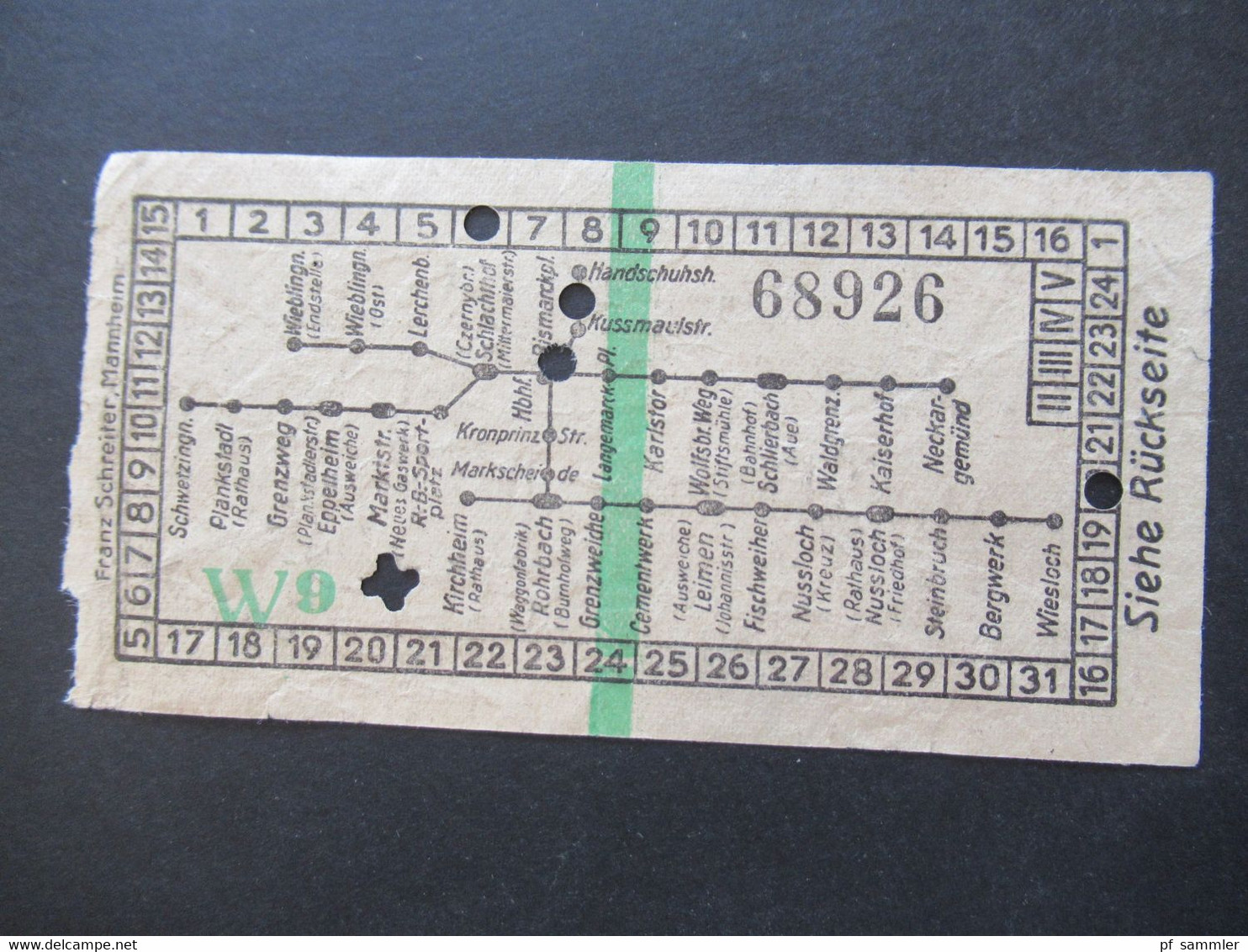 Ticket etliche Fahrscheine 1930 - 50er Jahre Heidelberger Straßen und Bergbahn AG Konvolut