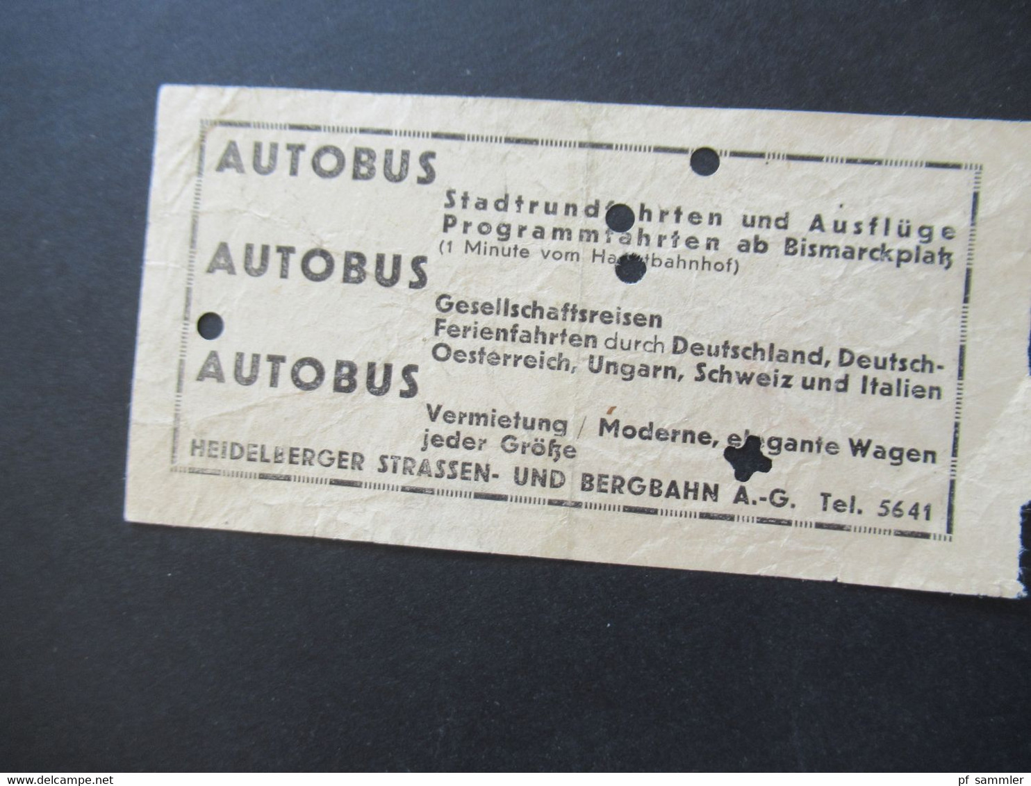 Ticket etliche Fahrscheine 1930 - 50er Jahre Heidelberger Straßen und Bergbahn AG Konvolut