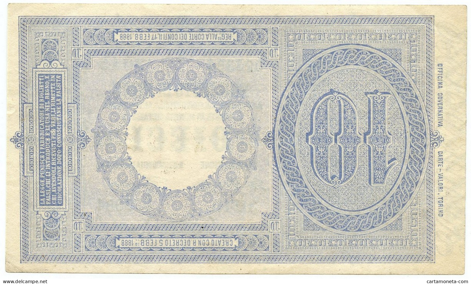 10 LIRE BIGLIETTO DI STATO EFFIGE UMBERTO I 28/12/1917 SPL+ - Otros