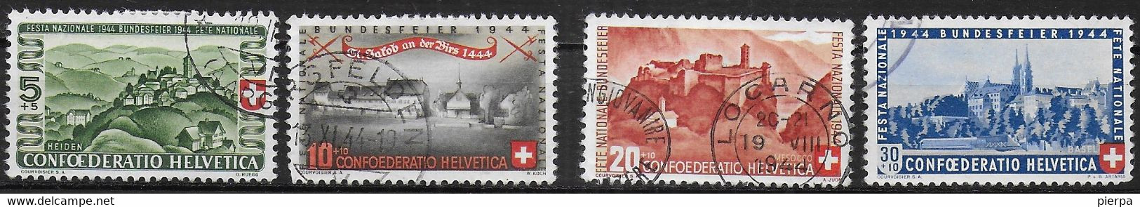 SVIZZERA - 1944 - PRO PATRIA  - SERIE 4 VALORI -  USATA (YVERT 595\598 - MICHEL 431\434) - Autres & Non Classés