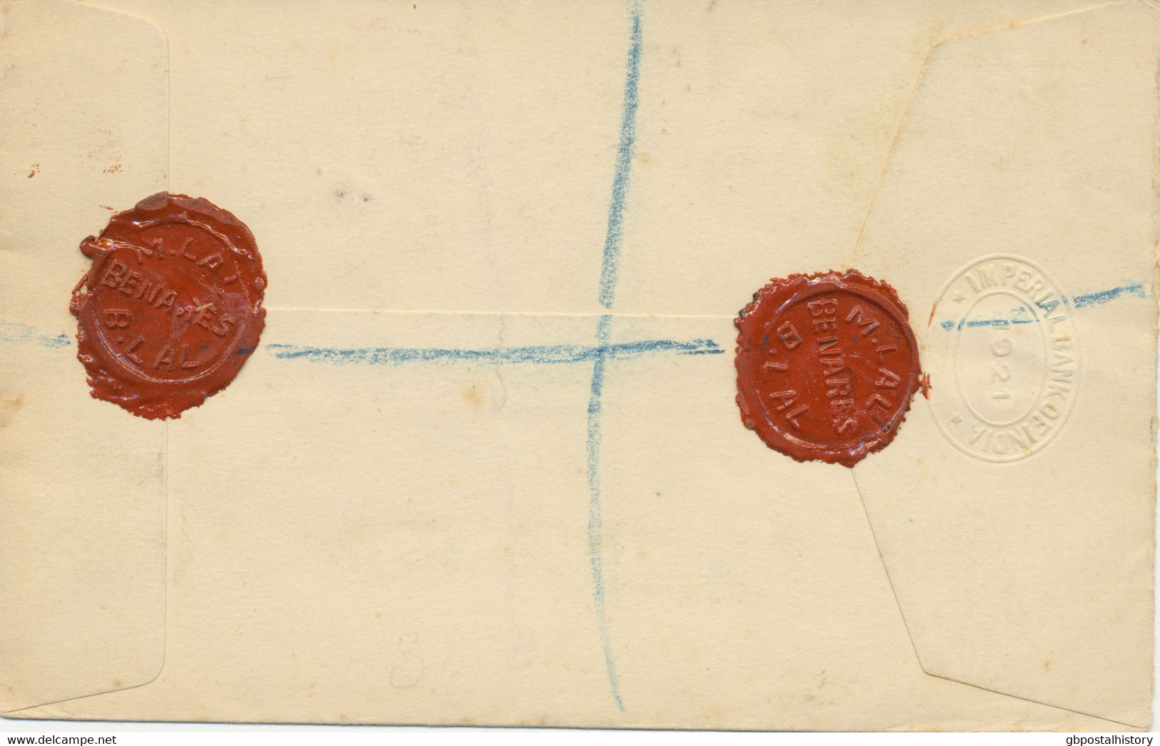 INDIA 1931, GV 4 Annas And 1 Anna (coil- Or Bookletstamp) On Fine Registered Cover From „MENARES CANT“ To BOURNEMOUTH - 1911-35  George V