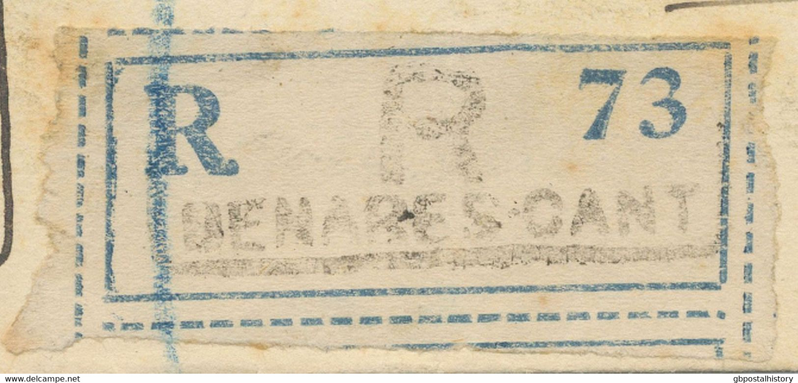 INDIA 1931, GV 4 Annas And 1 Anna (coil- Or Bookletstamp) On Fine Registered Cover From „MENARES CANT“ To BOURNEMOUTH - 1911-35 King George V