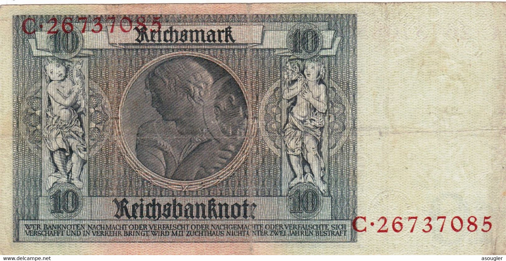 GERMANY 10 Reichsmark 1929 F-VF P-180a "free Shipiing Via Registered Air Mail. - 10 Reichsmark