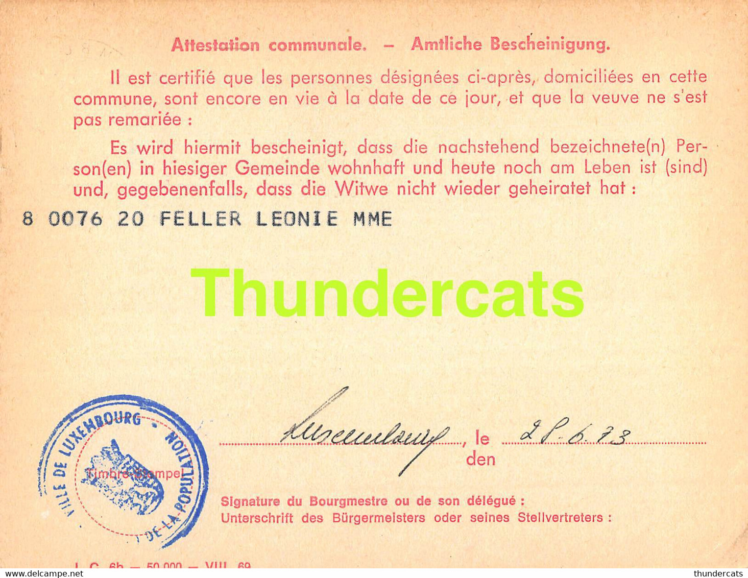 ASSURANCE VIEILLESSE INVALIDITE LUXEMBOURG 1973 FELLER - Briefe U. Dokumente