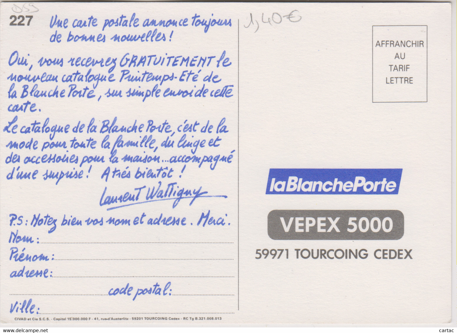 Tourcoing - D59 - TOURCOING-LA BLANCHE PORTE pour recevoir Gratuitement le  nouveau catalogue Printemps-Été -Laurent Wattigny-CHATONS