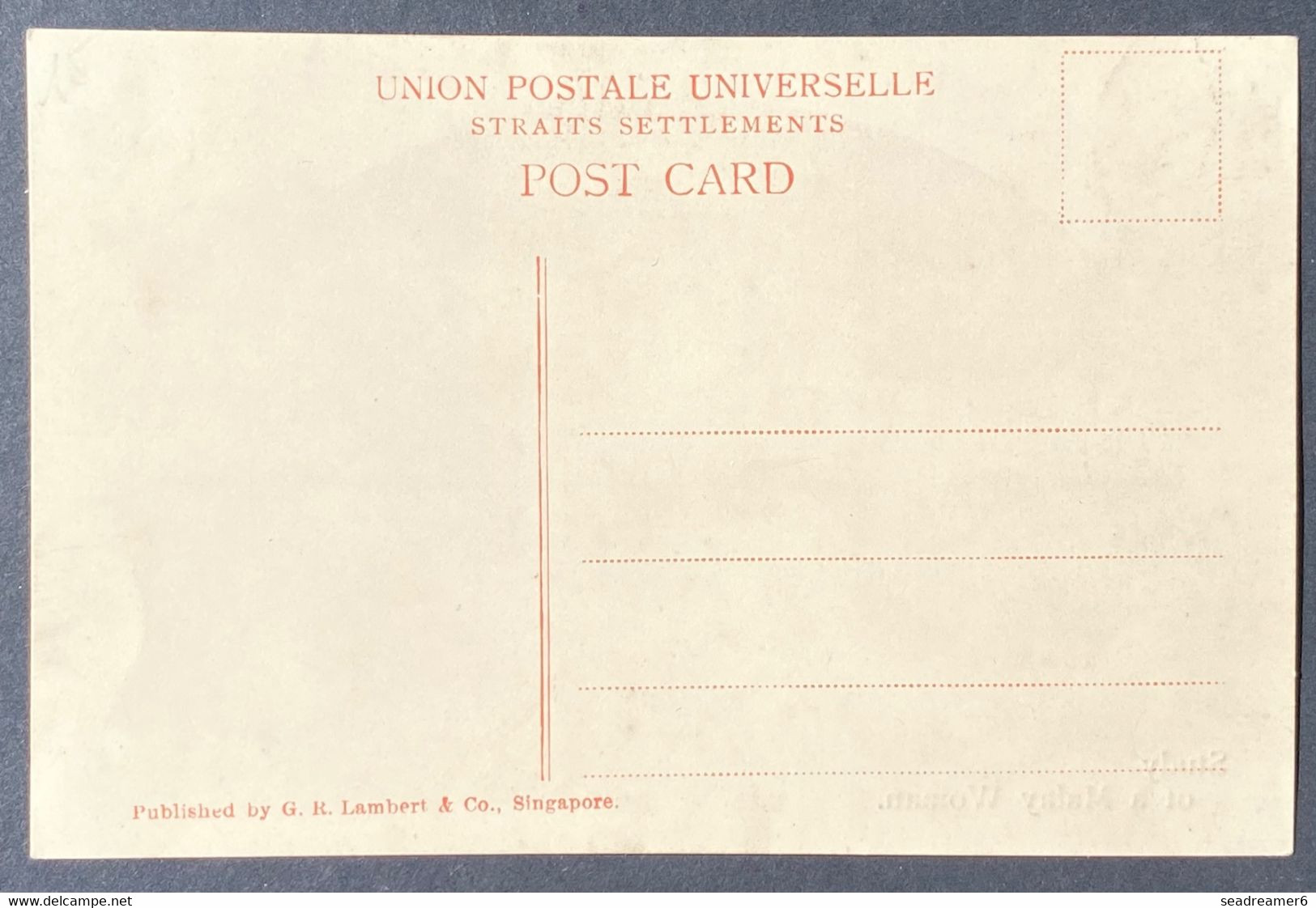 Royaume Uni Colonies Carte De Charme 1917 Avec N°138 1v Vert Obl (complaisance) "marseille à Yokohama N°3" - Straits Settlements