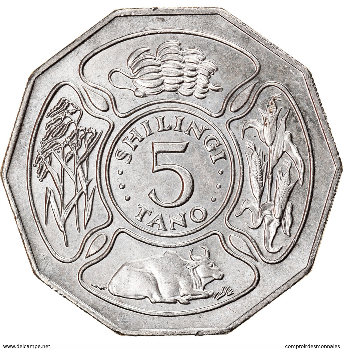 Monnaie, Tanzania, 5 Shilingi, 1993, SPL, Nickel Clad Steel, KM:23a.2 - Tanzanía