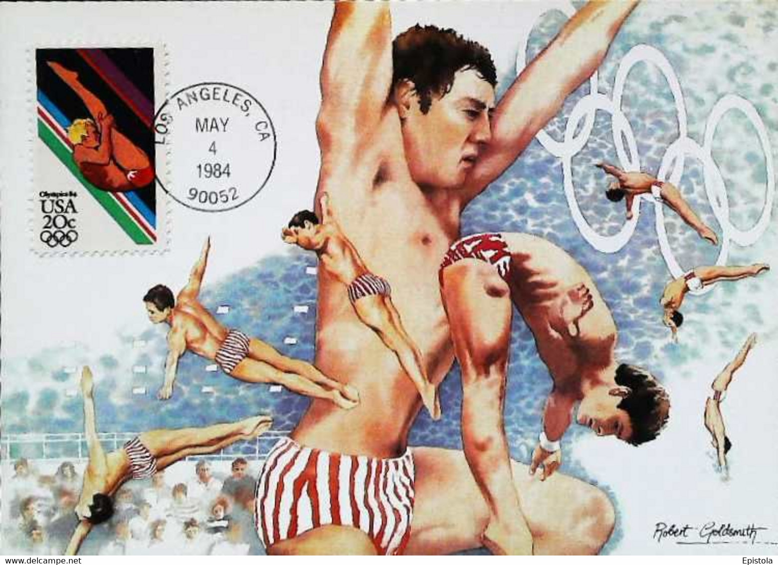 ► Diving - Plongeon -  LOS ANGELES 1984 Olympic Games  - Carte Maximum Card  (U.S.A. 20c) - Plongeon