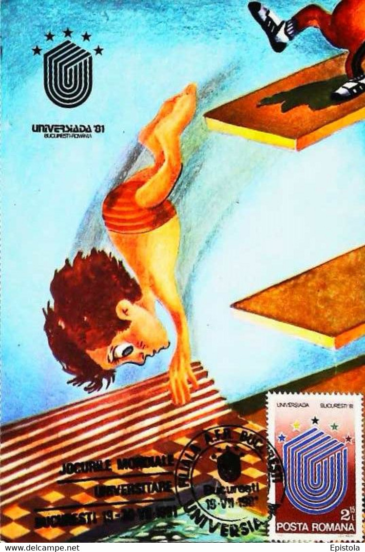 ► Diving - Plongeon - Jeux Mondiaux Universitaires - Carte Maximum Card  (Buscareti 1981) - Plongeon