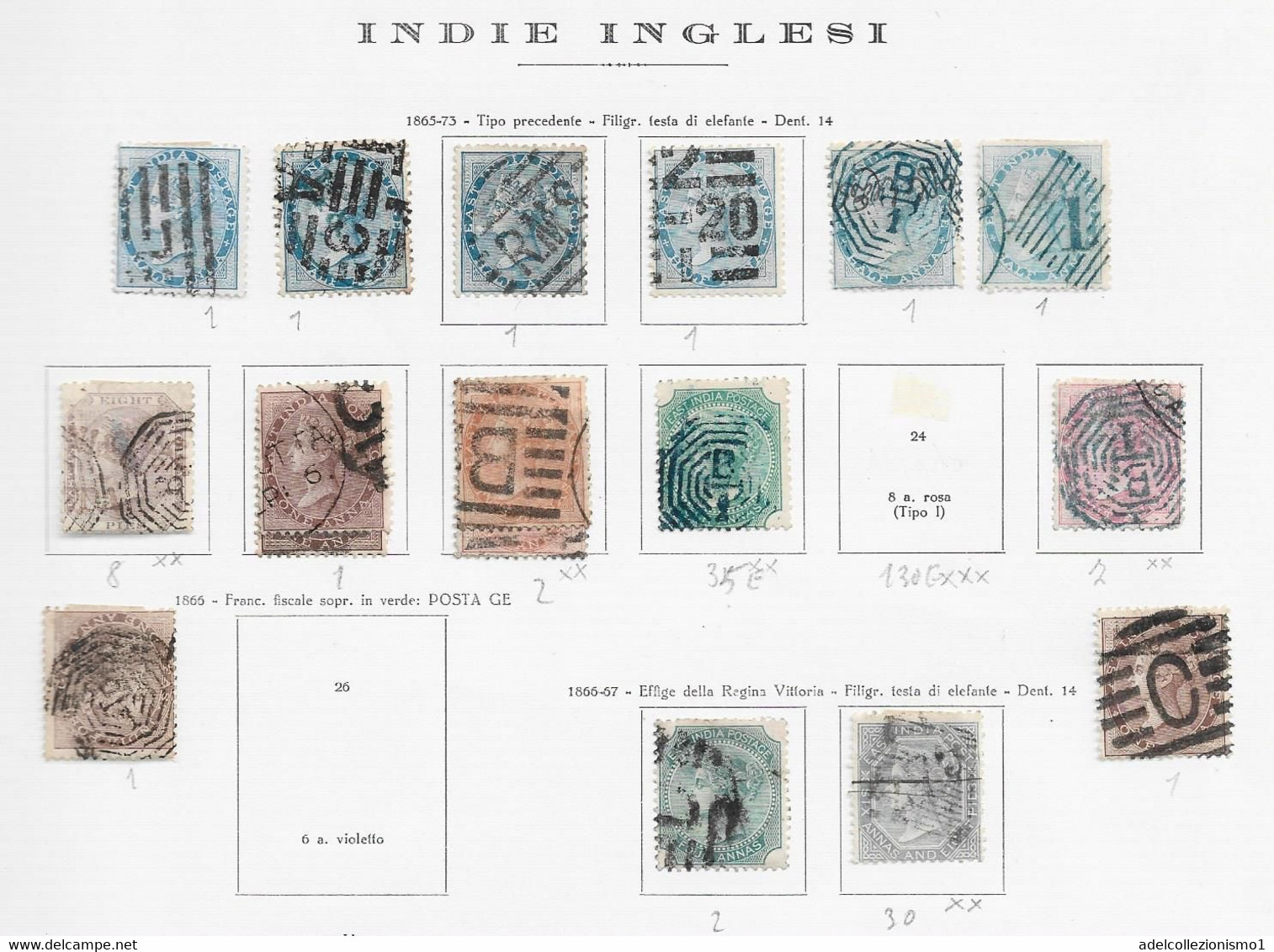 95563) INDIA INGLESE- LOTTO DI FRANCOBOLLI- 1865-67 VITTORIA - USATI- - Other & Unclassified