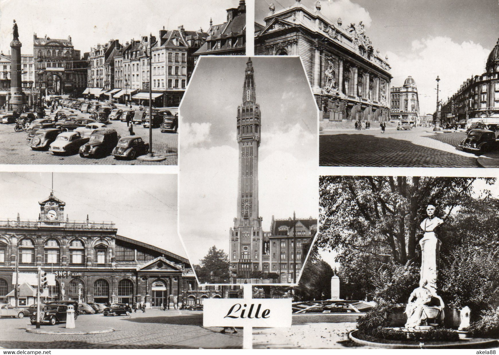 FRANCIA 1961 - MARIANNE DI COCTEAU TIPO I - UNESCO - LILLE PIAZZA DE GAULLE - TEATRO - BEFFROI - STAZIONE FERROVIARIA - 1961 Marianne De Cocteau