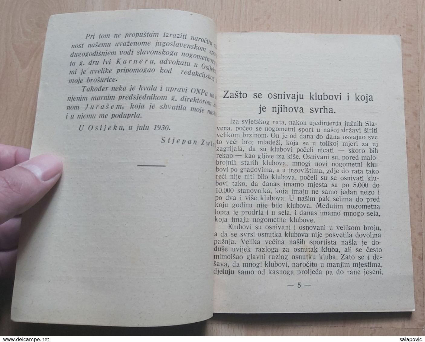 UPUTE ZA RAD U NOGOMETNO - SPORTSKIM OTGANIZACIJAMA OSIJEK 1930 STJEPAN ZWINGL YUGOSLAV FOOTBALL FEDERATION - Libros