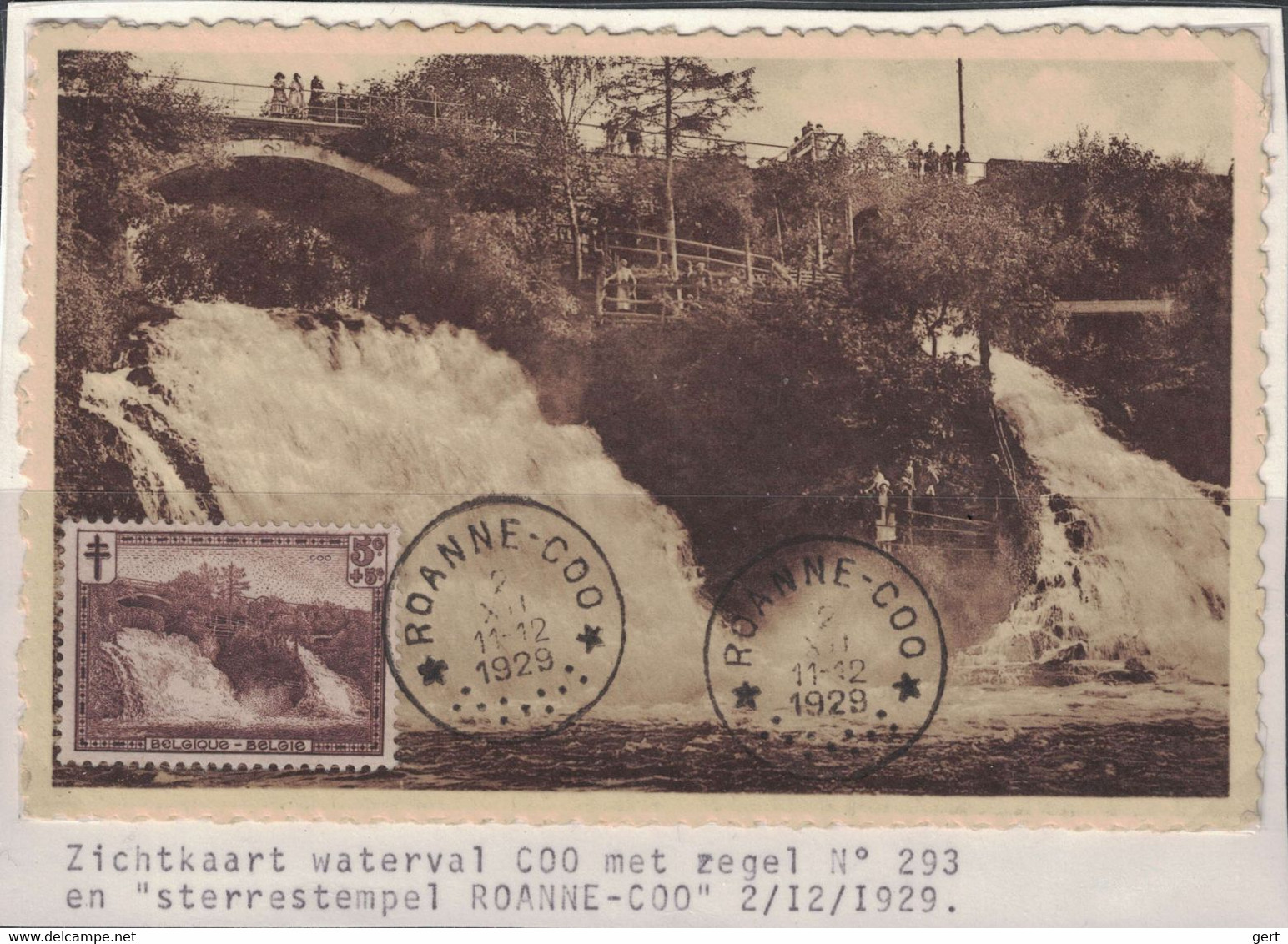 COB / OBP N° 293 Waterval Cascade Roanne-Coo - Prachtig / Superbe - 1e Dag Afstempeling - Obl 1ere Jour - 1905-1934