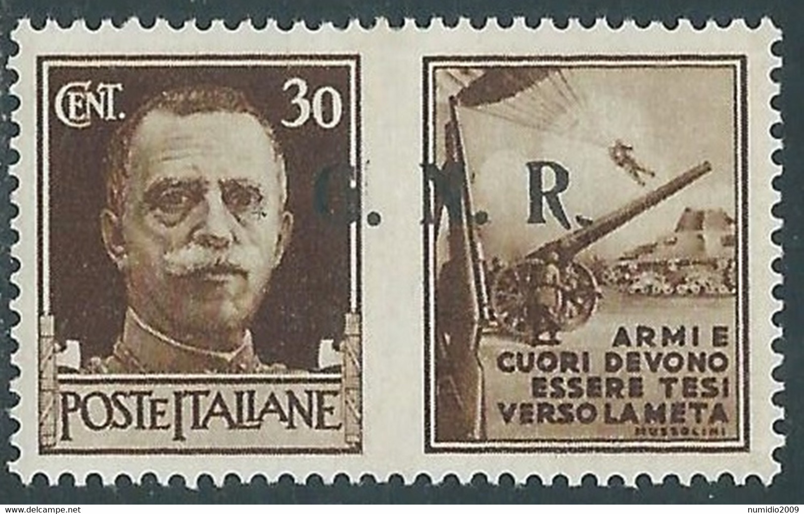 1944 RSI PROPAGANDA DI GUERRA 30 CENT BRESCIA III TIPO PUNTO DOPO R MH * RE17-8 - War Propaganda