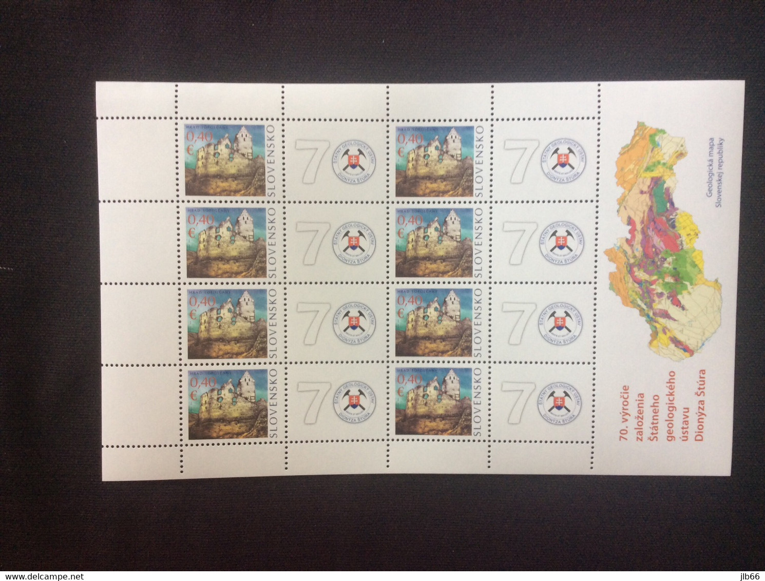 2010 SK Bloc De 8 Timbres + 8 Coupons Château De Topolcany Géologie 70 Ans YT 559 / Sheet - Nuovi