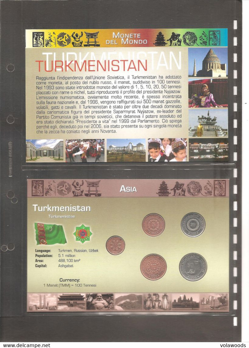 Turkmenistan - Folder Bolaffi Monete Del Mondo - Prima Serie Completa FdS - 1993 Km1/km5 - Turkmenistan