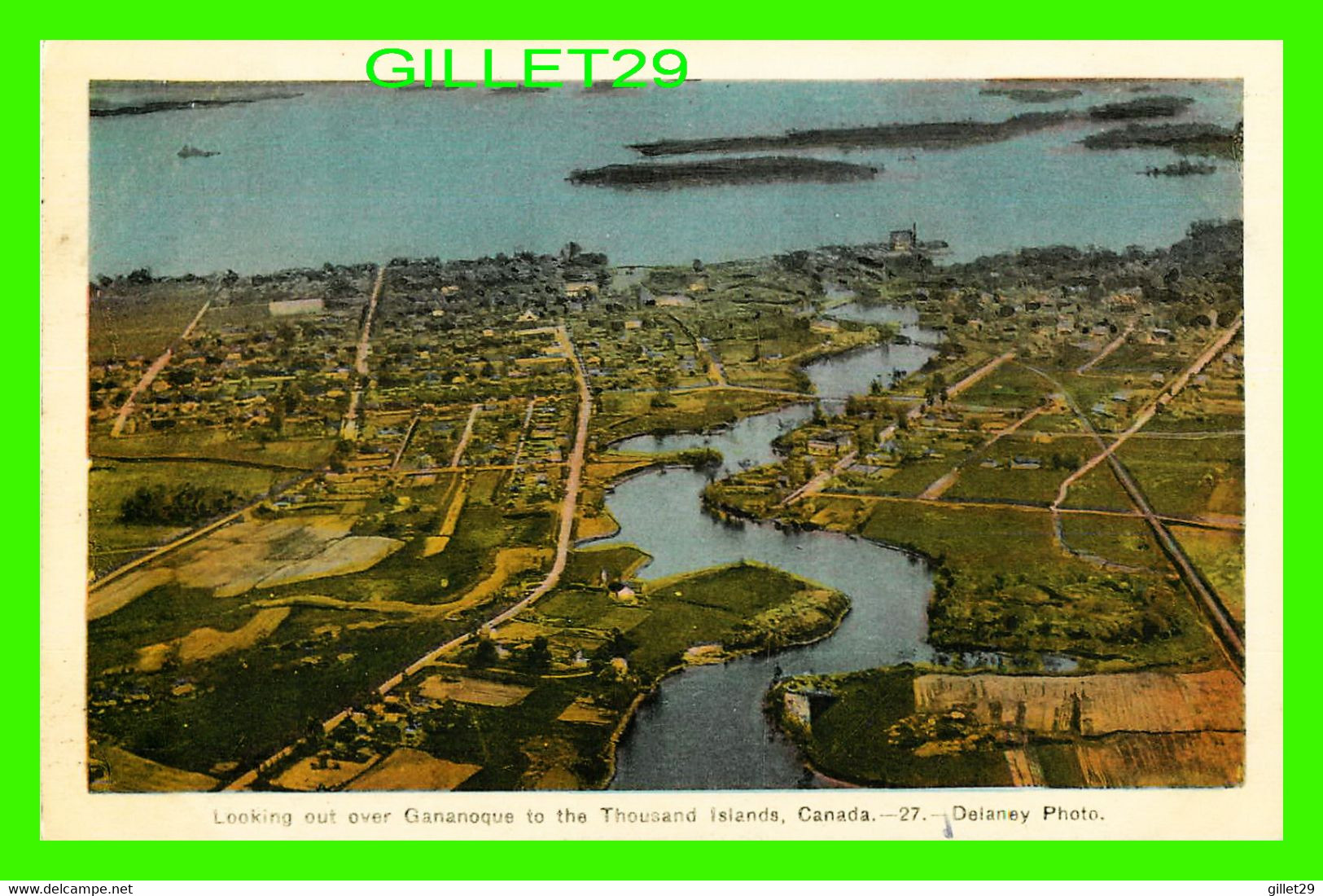 GANANOQUE, ONTARIO - LOOKING OVER THE CITY TO THE THOUSAND ISLANDS - DELANEY PHOTO -  WRITTEN - PECO - - Gananoque