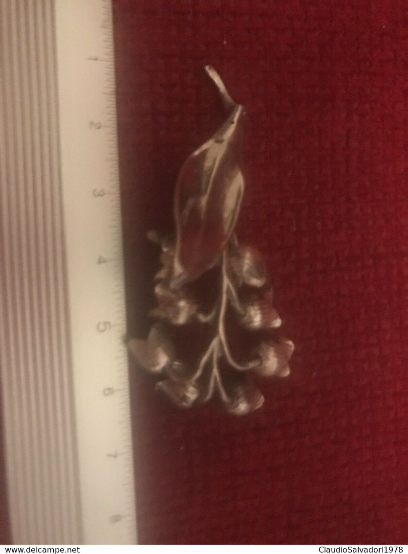 SCULTURA MINIATURA A FORMA DI FIORE IN ARGENTO 800 PUNZONATO 5,5cm Mughetto - Idea Regalo - Broches