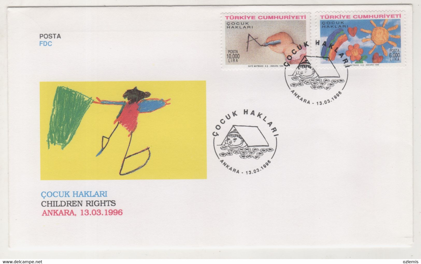 TURKEY,TURKEI,TURQUIE,CHILDREN RIGHTS 1996  FDC - Briefe U. Dokumente