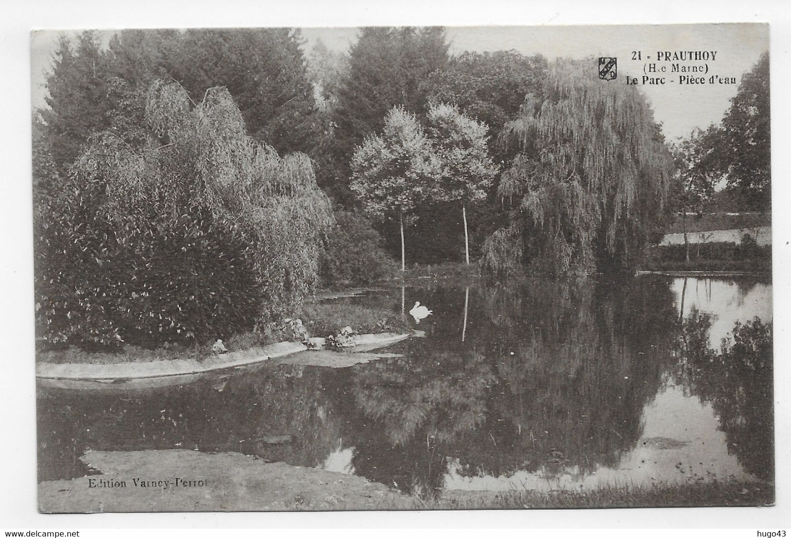 (RECTO / VERSO) PRAUTHOY EN 1928 - N° 21 - LE PARC - PIECE D' EAU - CPA - Prauthoy