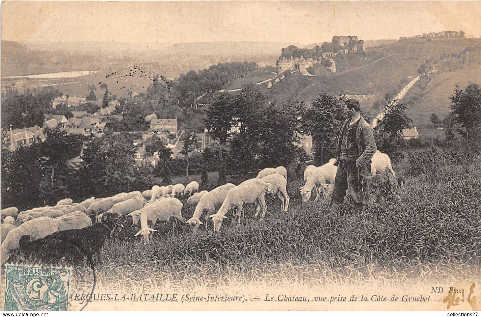 76-ARQUES-LA-BATAILLE- LE CHATEAU VUE PRISE DE LA CÔTE DE GRUCHET - Arques-la-Bataille