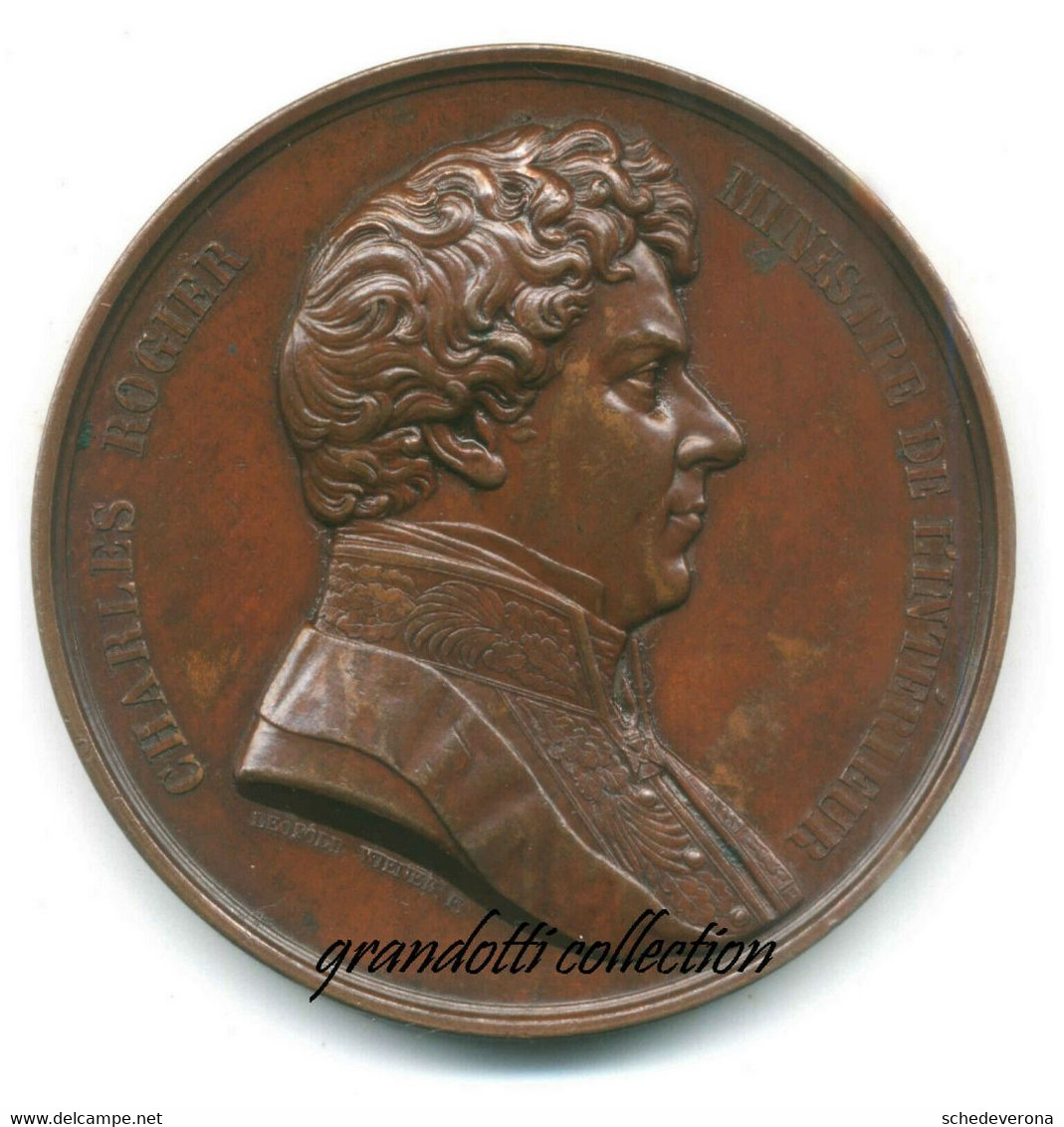 CHARLES ROGIER PROMOTORE IGIENE PUBBLICA BELGIO 1852 MEDAGLIA WIENER - Adel