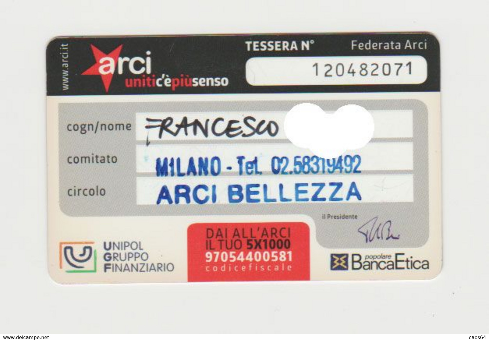 Tessera Arci 2012 - Tarjetas De Membresía