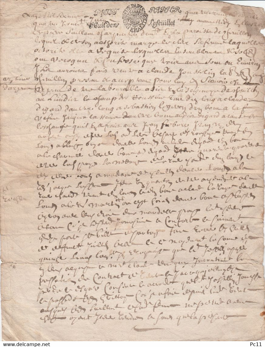 Manuscrit Acte Notarié Sur Parchemin Du 4 Juin 1680:transaction Sur Un Terrain De La Paroisse De CHEVILLON(Yonne) - Manuscripts