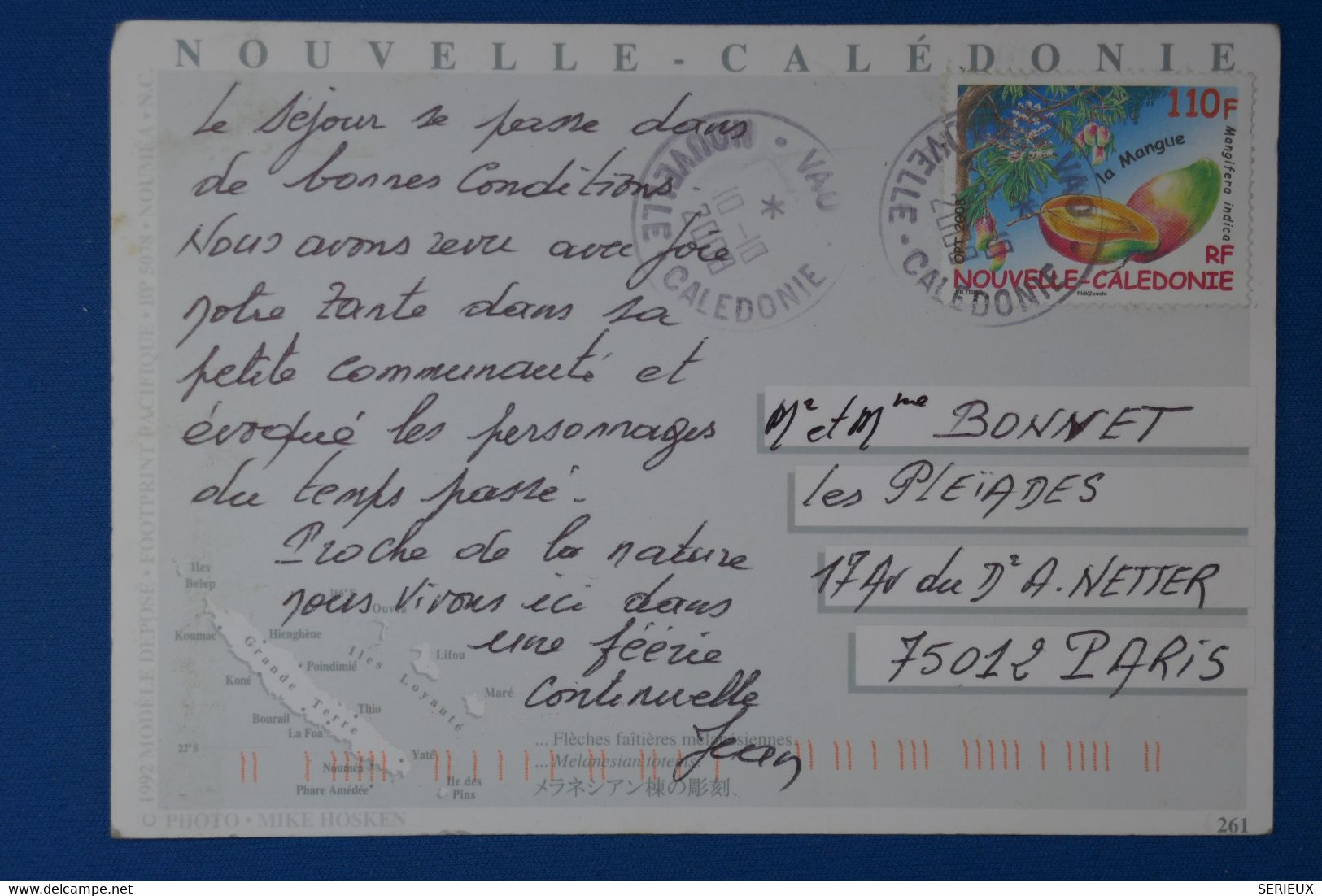 Q24 NELLE CALEDONIE BELLE CARTE 2009 POUR  PARIS FRANCE + AFFRANCHISSEMENT PLAISANT - Briefe U. Dokumente