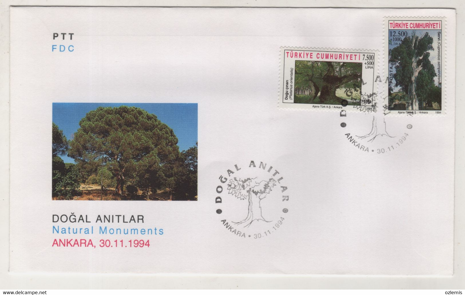 TURKEY,TURKEI,TURQUIE ,NATURAL MONUMENTS ,1994 FDC - Briefe U. Dokumente