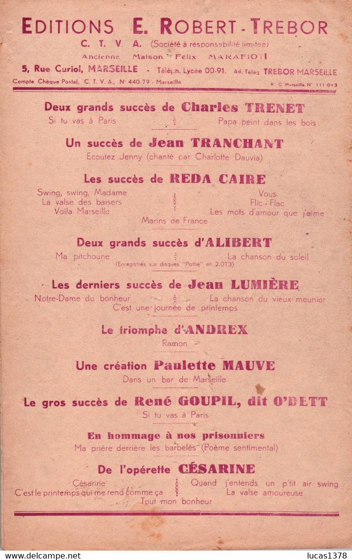 LA CHANSON DU VIEUX MEUNIER/ VISCONTI / ROBERT TREBOR - Chansonniers