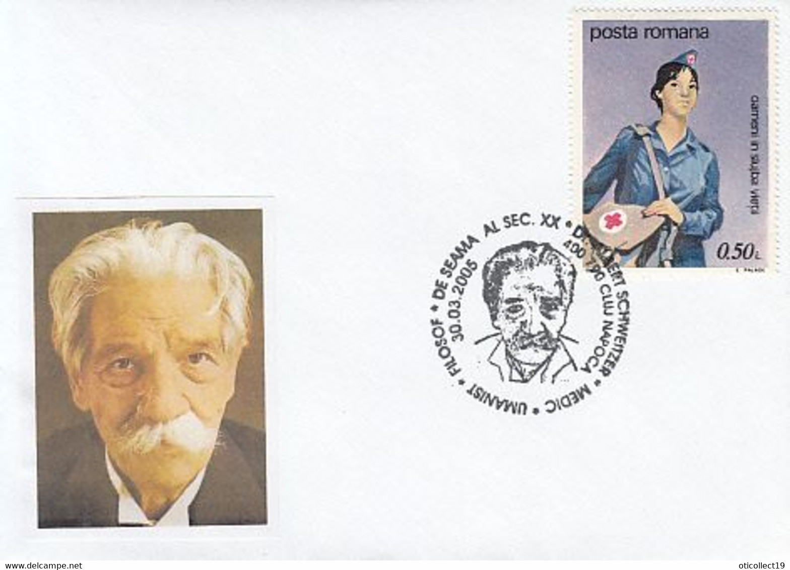 FAMOUS PEOPLE, ALBERT SCHWEITZER, SPECIAL COVER, 2005, ROMANIA - Albert Schweitzer