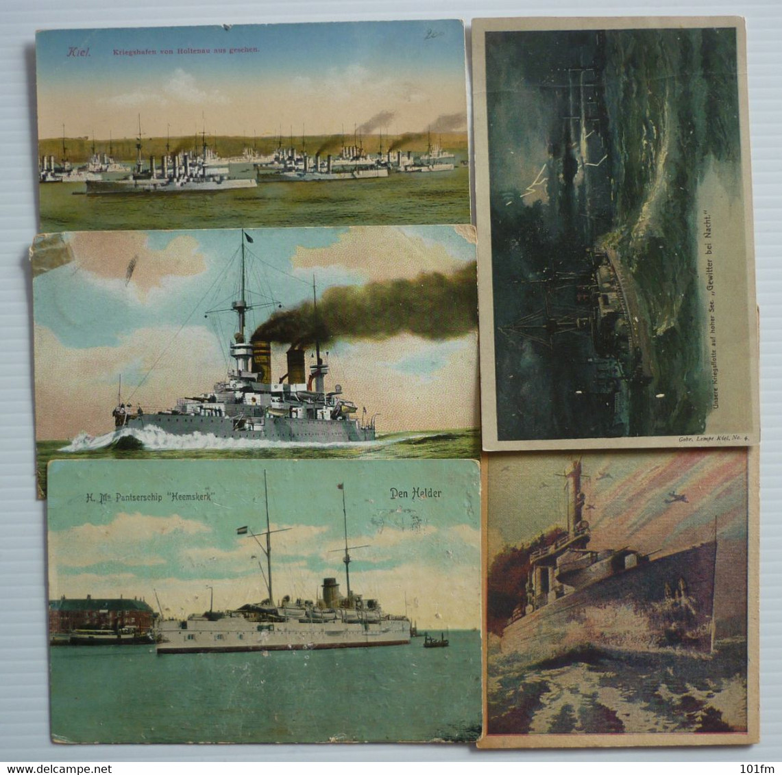 LOT 5 WAR SHIPS , OLD POSTCARDS - Warships