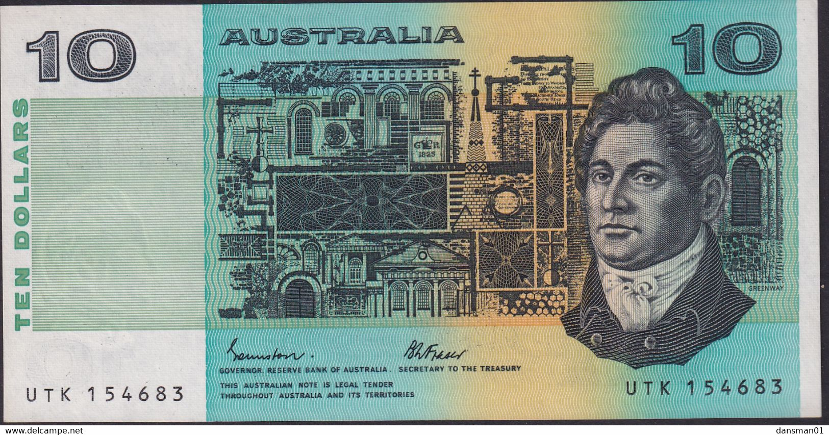 AUSTRALIA 1985 $10 Banknote Johnstone/Fraser Uncirculated UTK 154683 - 1974-94 Australia Reserve Bank (paper Notes)