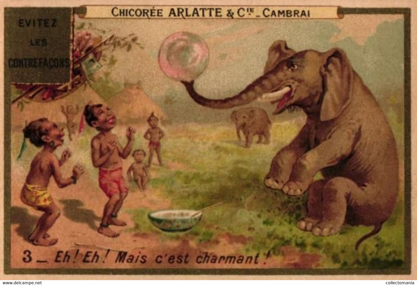 6 Cartes Chromo Serie  Chicorée  Arlatte & C° Cambrai Bulbes De Savon Soap Bubbles Zeep Bellen  Eléphant - Andere & Zonder Classificatie