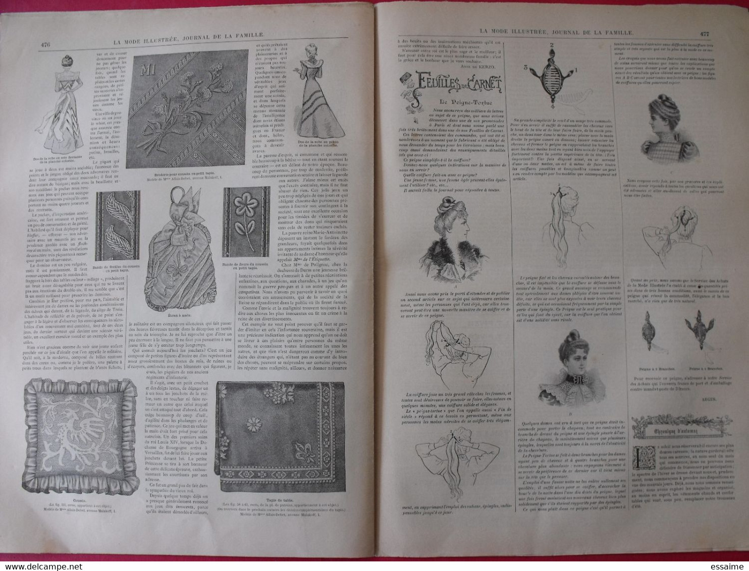 4 revues la mode illustrée, journal de la famille.  n° 40,41,42,43 de 1898. couverture en couleur. jolies gravures