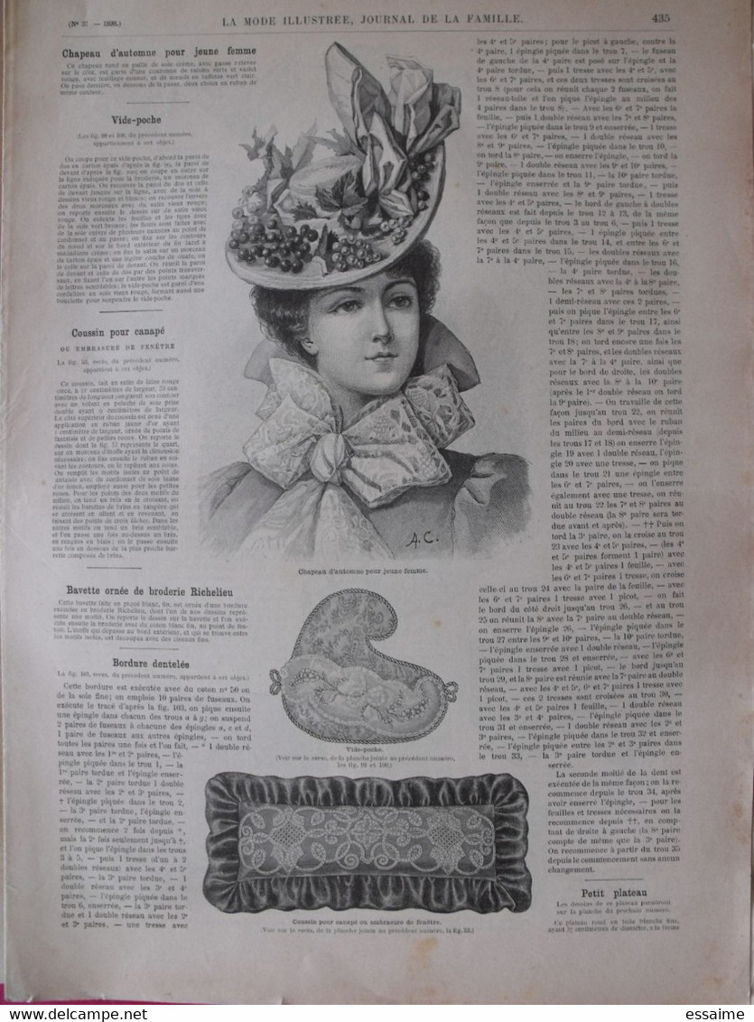 4 revues la mode illustrée, journal de la famille.  n° 36,37,38,39 de 1898. couverture en couleur. jolies gravures