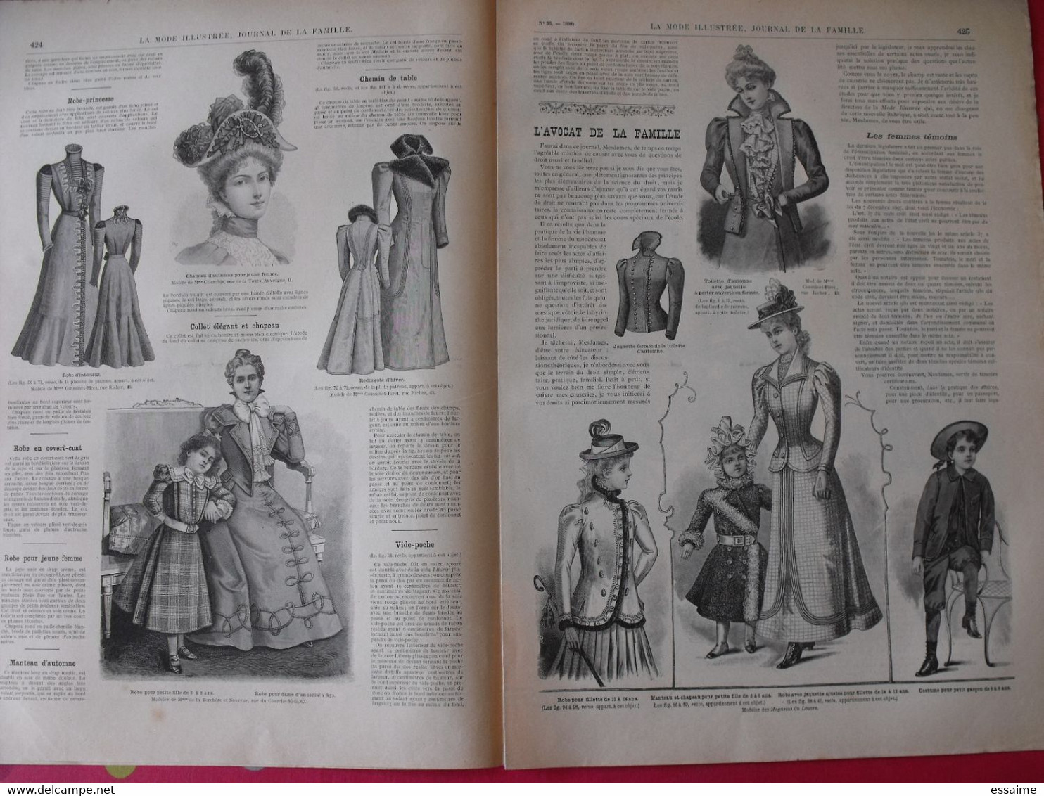 4 revues la mode illustrée, journal de la famille.  n° 36,37,38,39 de 1898. couverture en couleur. jolies gravures