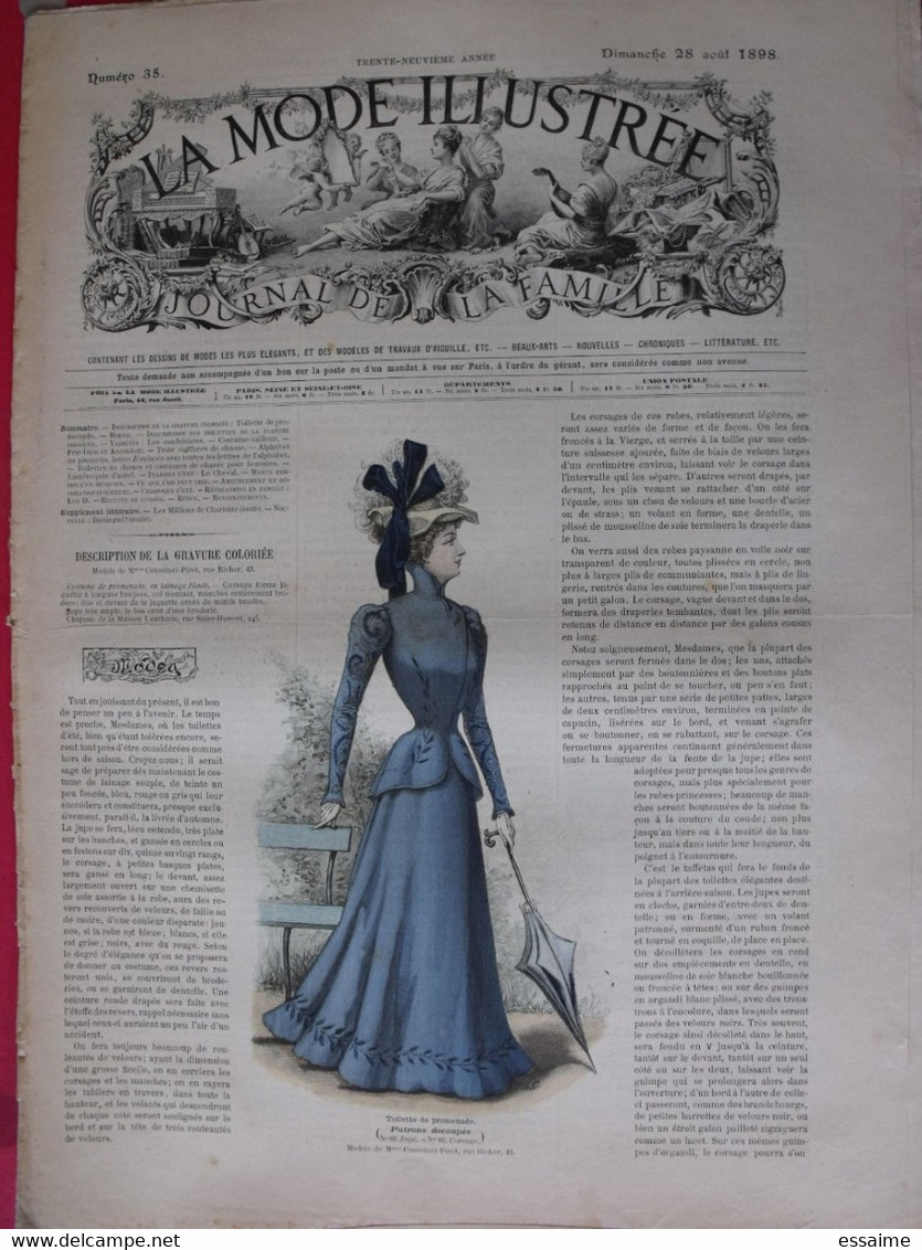 4 Revues La Mode Illustrée, Journal De La Famille.  N° 32,33,34,35 De 1898. Couverture En Couleur. Jolies Gravures - Mode