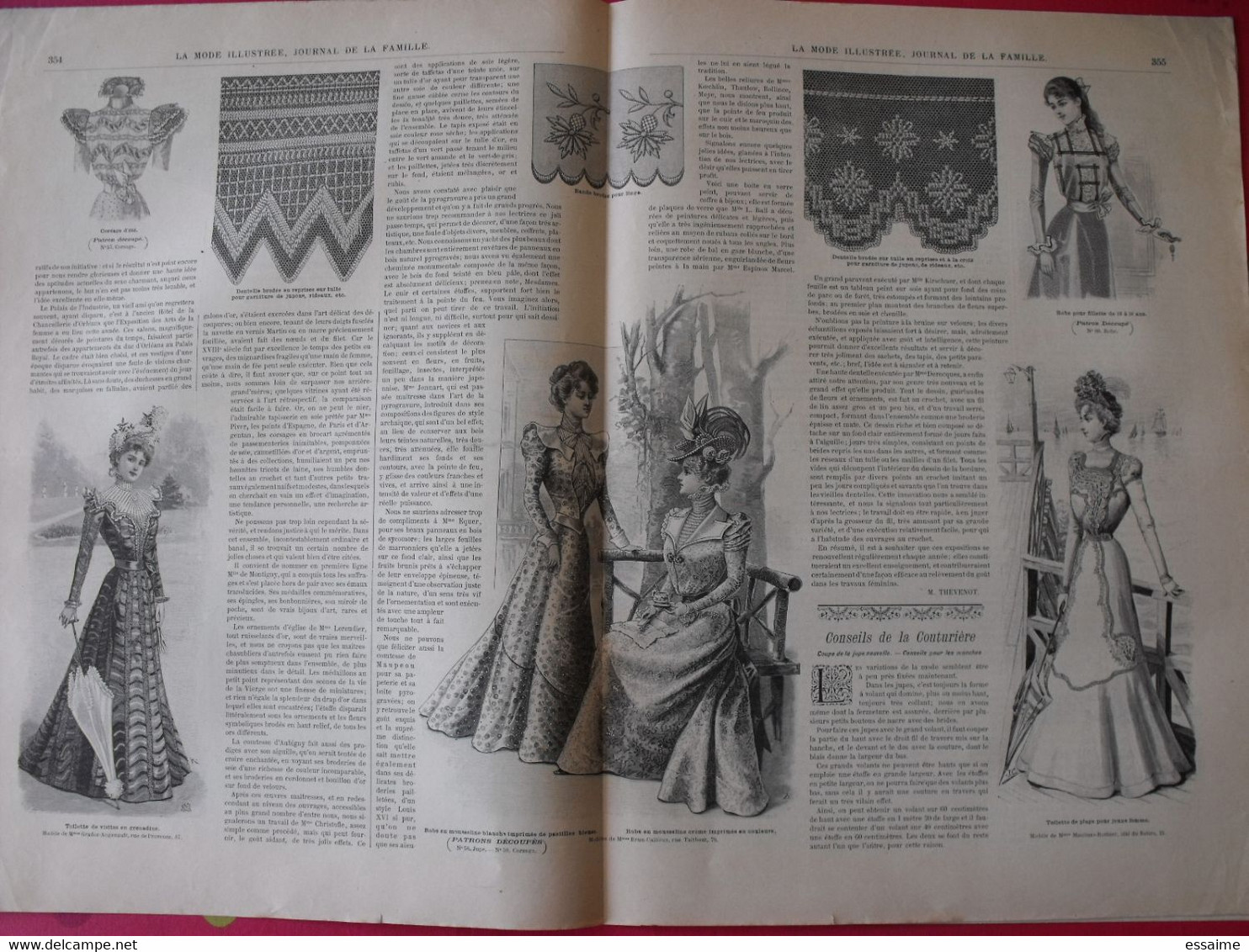 4 revues la mode illustrée, journal de la famille.  n° 28,29,30,31 de 1898. couverture en couleur. jolies gravures