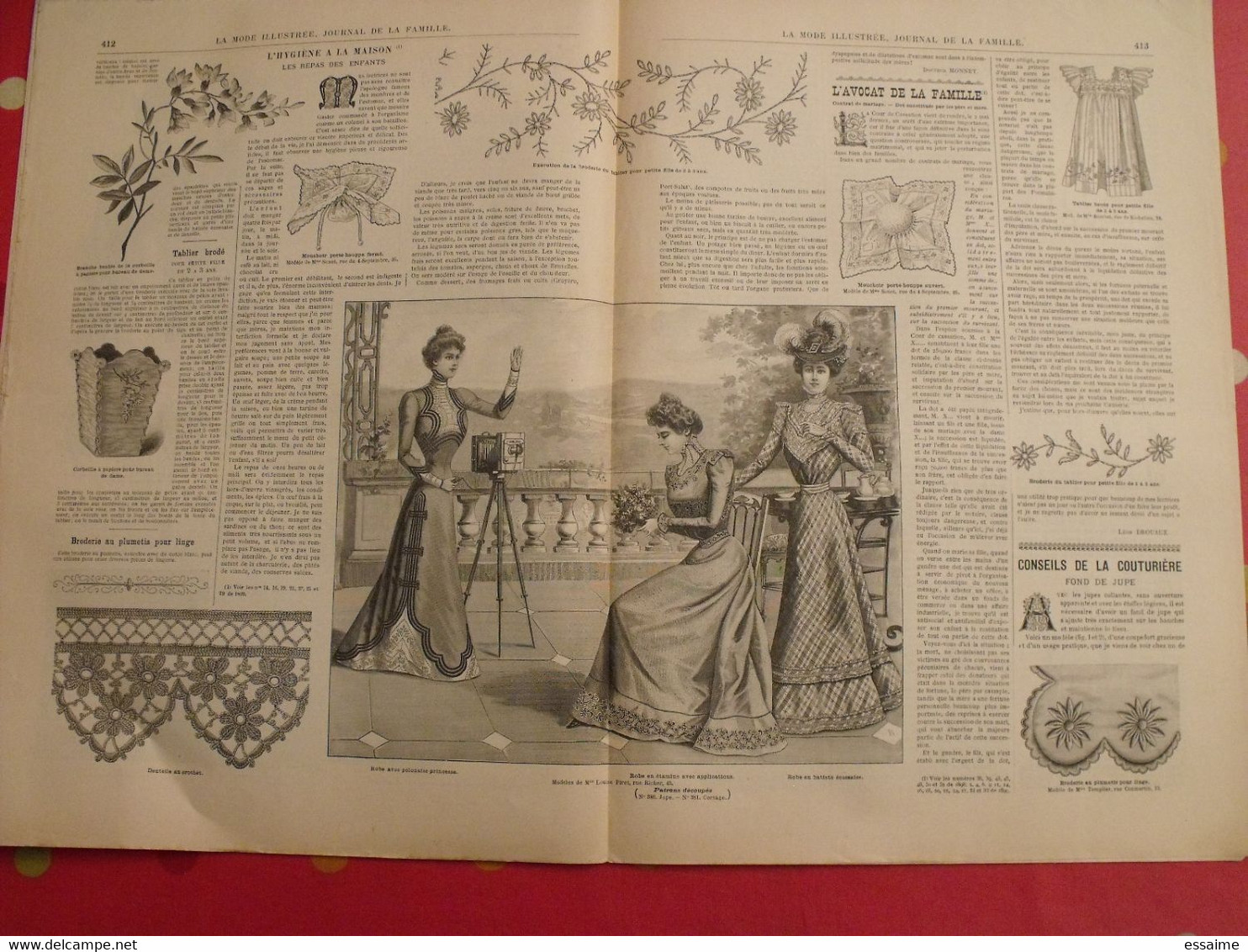 4 revues la mode illustrée, journal de la famille.  n° 33,34,36,37 de 1899. couverture en couleur. jolies gravures