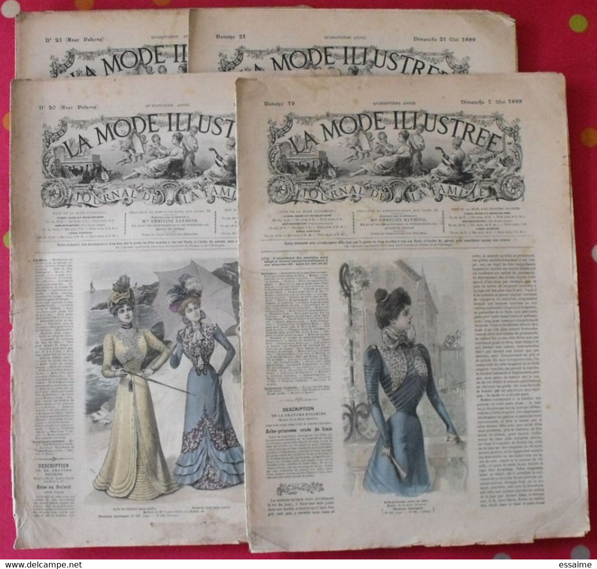 4 Revues La Mode Illustrée, Journal De La Famille.  N° 19,20,21,23 De 1899. Couverture En Couleur. Jolies Gravures - Mode